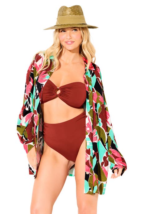 Oversized Buttondown Lounge Cover Up Shirt