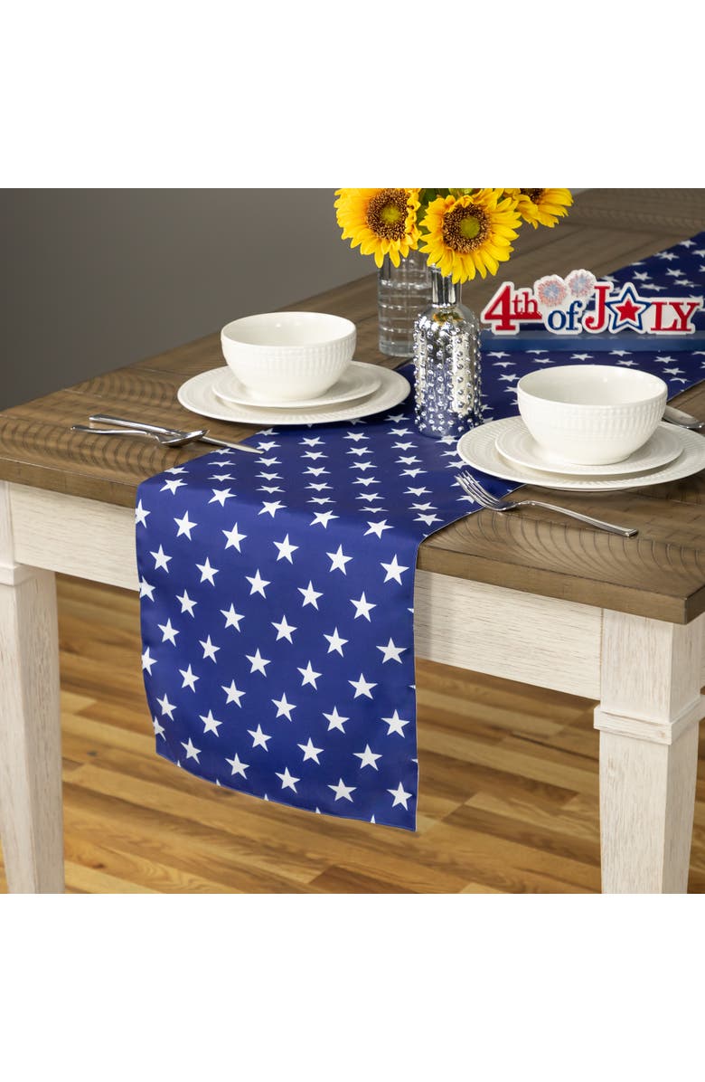 Northlight Patriotic Stars Table Runner - 72" - Blue and White, Alternate, color, 