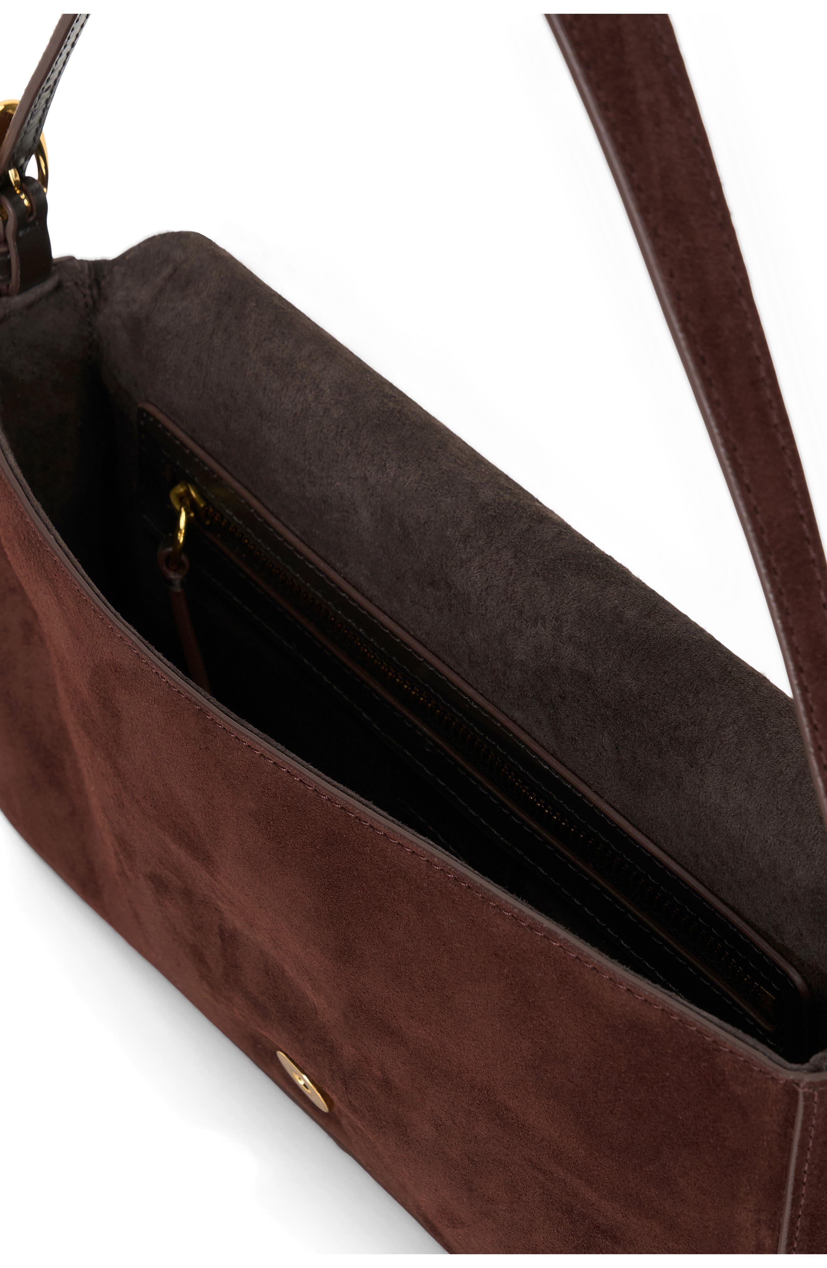 STAUD Harlow Suede Shoulder Bag, Alternate, color, Mahogany