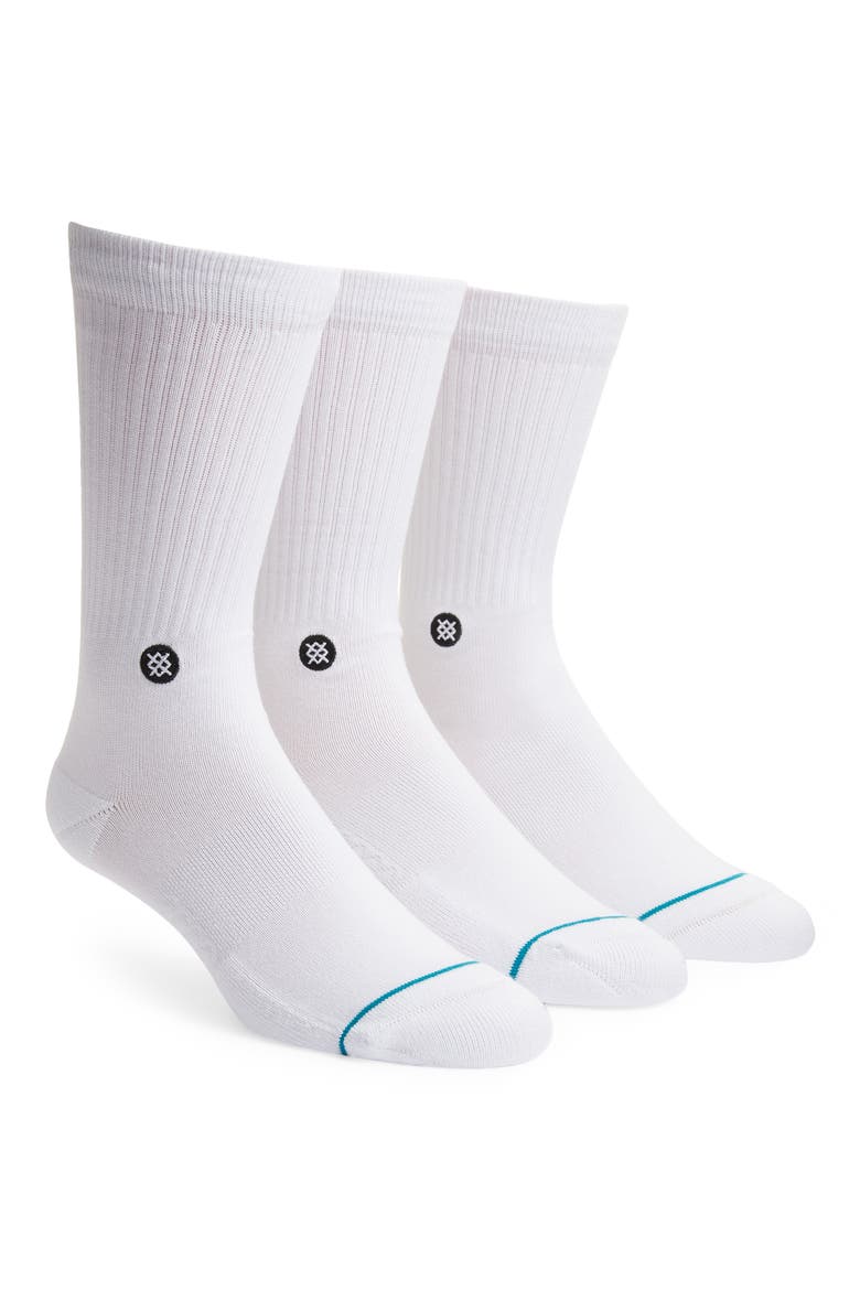 Icon Assorted 3-Pack Crew Socks, Main, color, WHITE