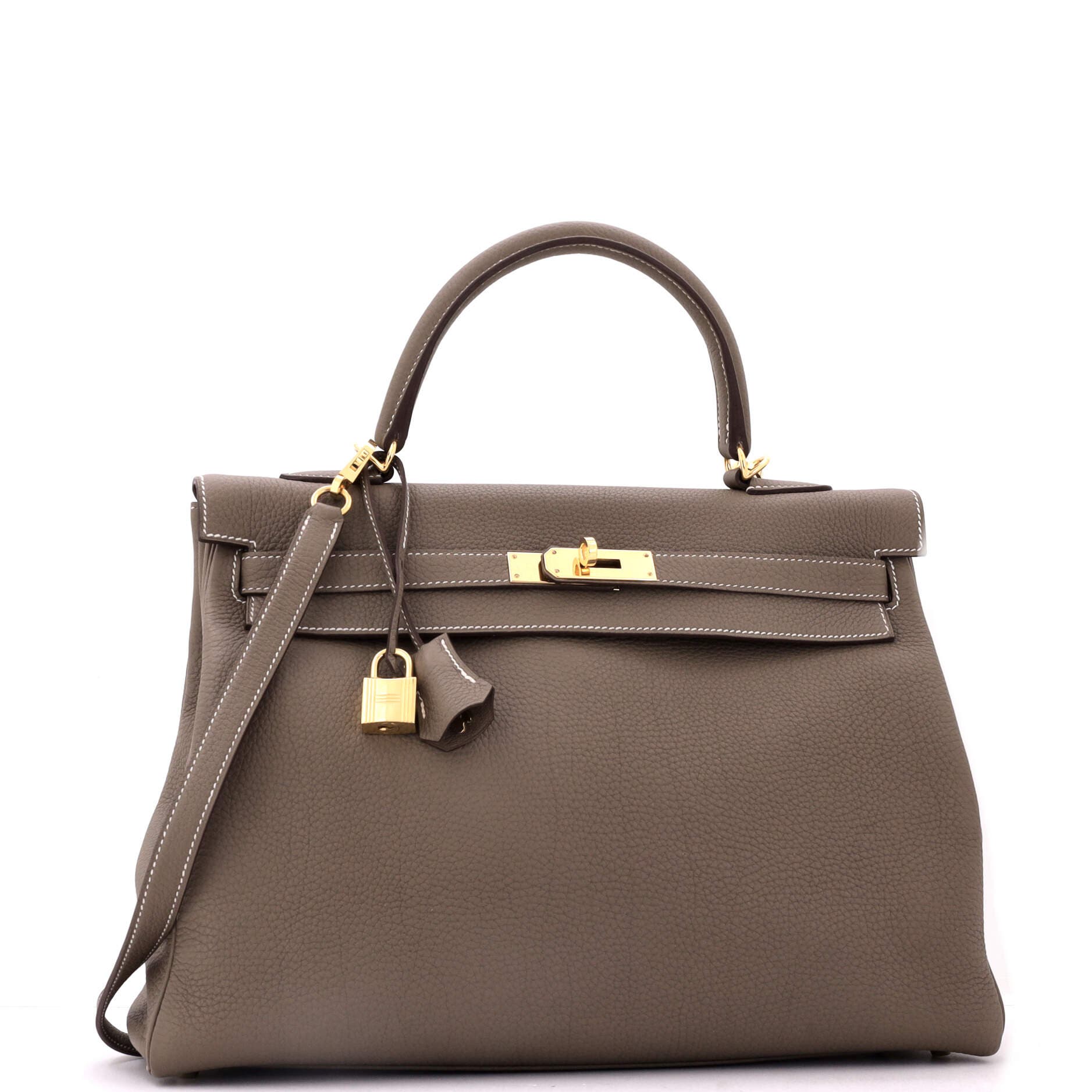 Pre-Owned Hermes Kelly Handbag Grey Togo with Gold Hardware 35, Alternate, color, 