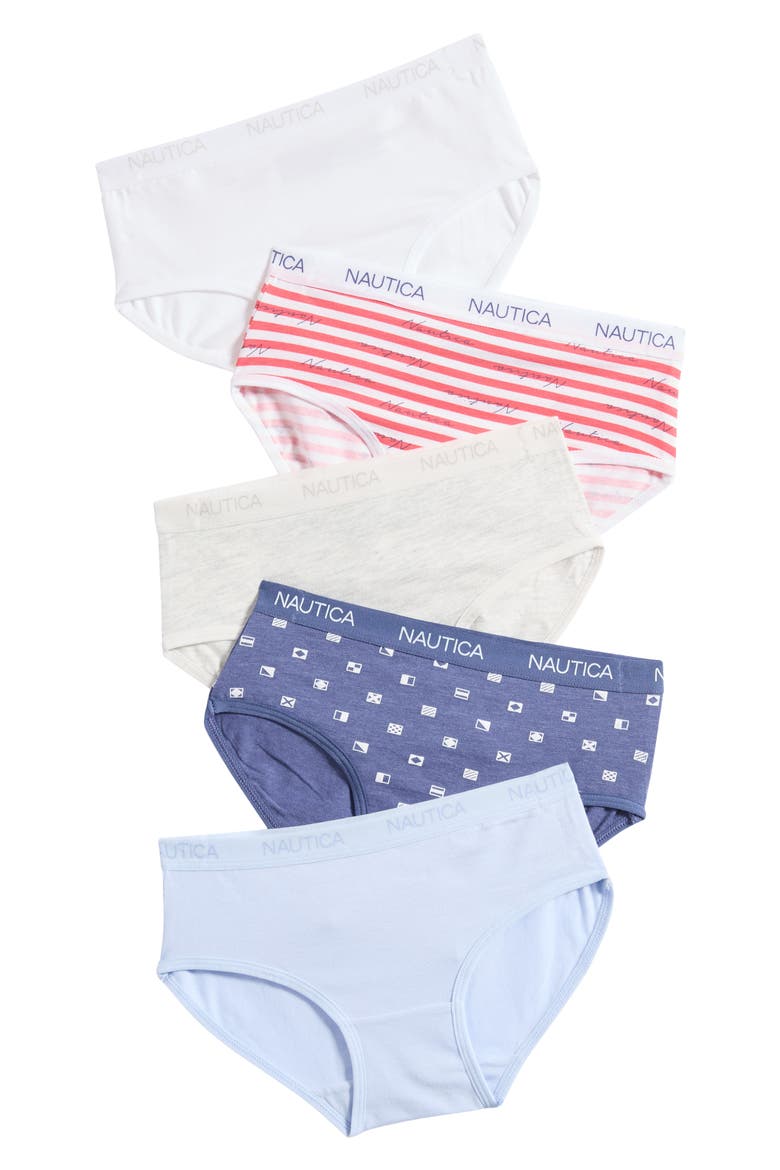 Kids' 5-Pack Assorted Stretch Cotton Briefs, Main, color, CLARET RED LOGO STRIPE/