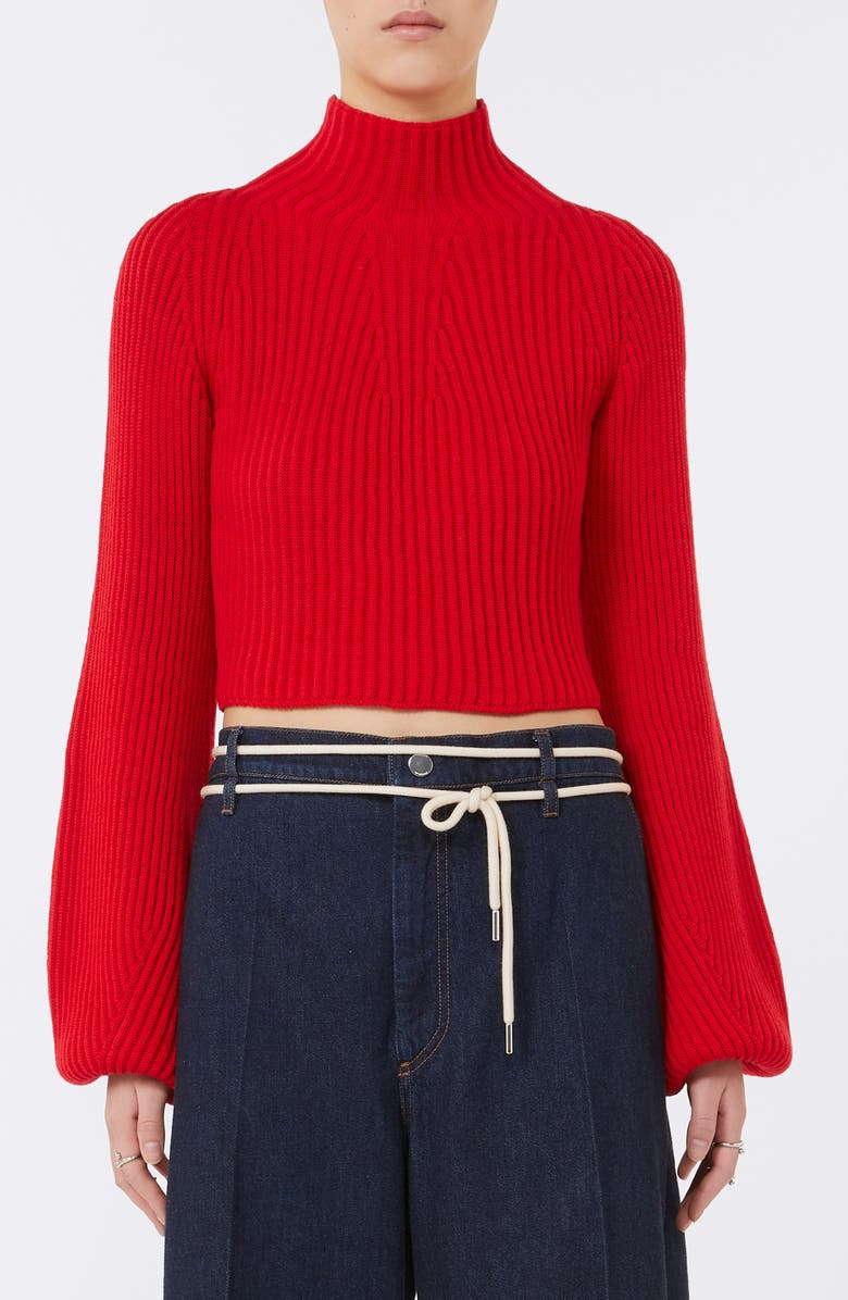 SPORTMAX Marmo Bell Sleeve Crop Sweater, Main, color, Red