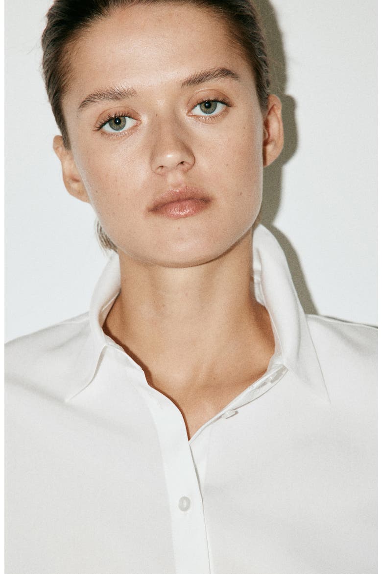 Lyocell Button-Up Shirt, Alternate, color, OFF WHITE