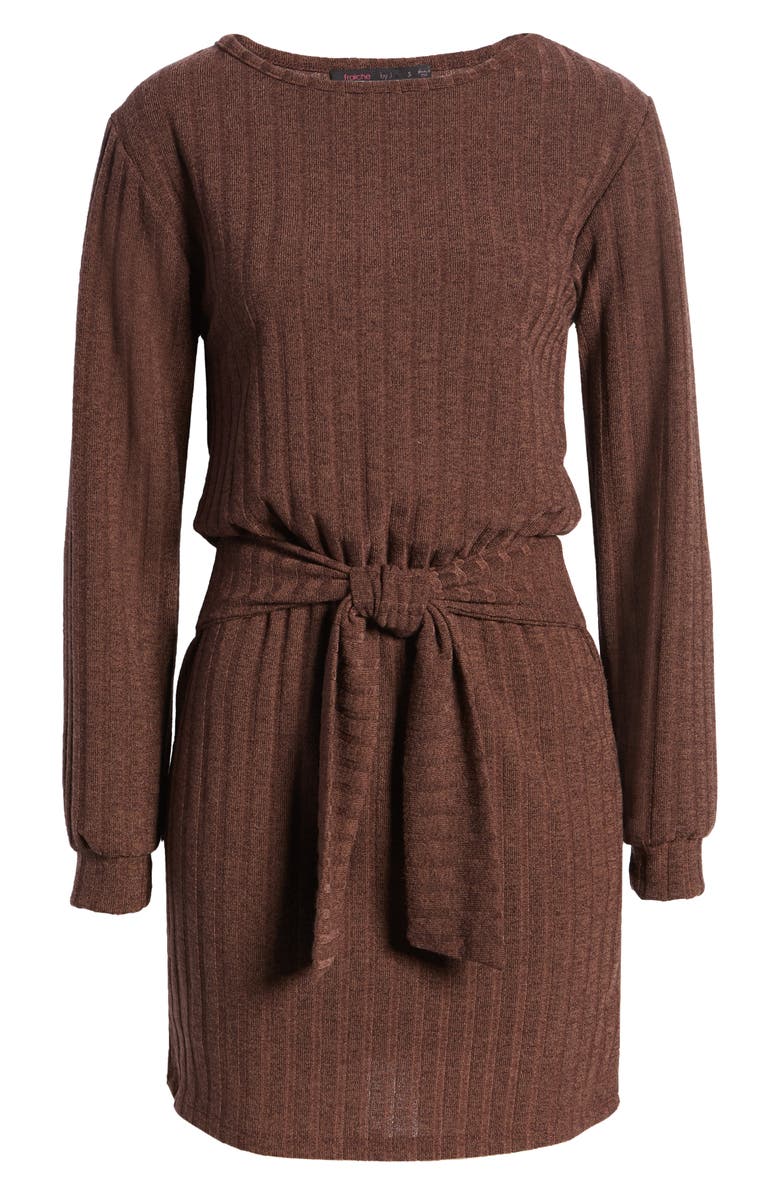 Fraiche by J Tie Front Long Sleeve Dress, Alternate, color, 