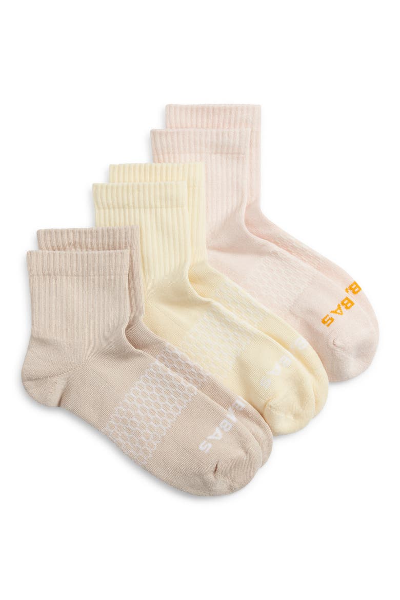 Assorted 3-Pack Quarter Crew Socks, Main, color, PINK SHADOW MIX