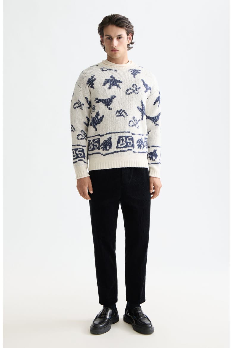 Jacquard Crewneck Sweater, Alternate, color, EGGNOG