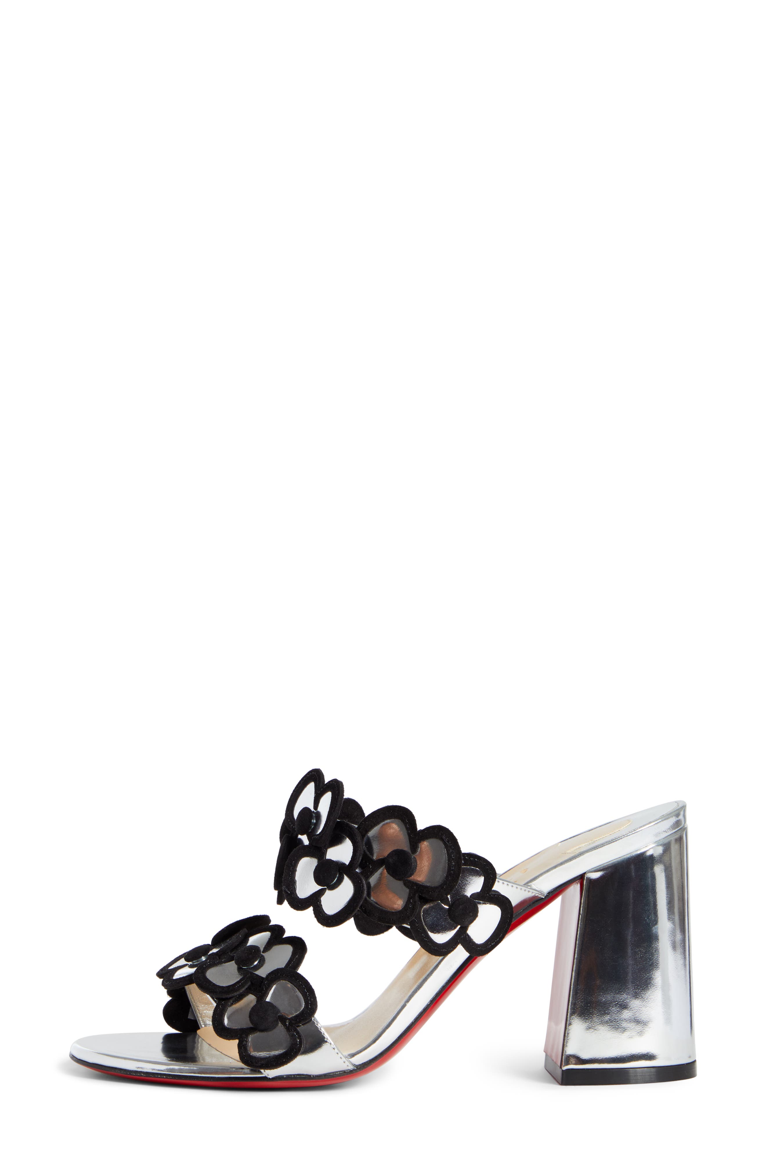 Christian Louboutin Tres Pansy Flower Block Heel Sandal, Alternate, color, 