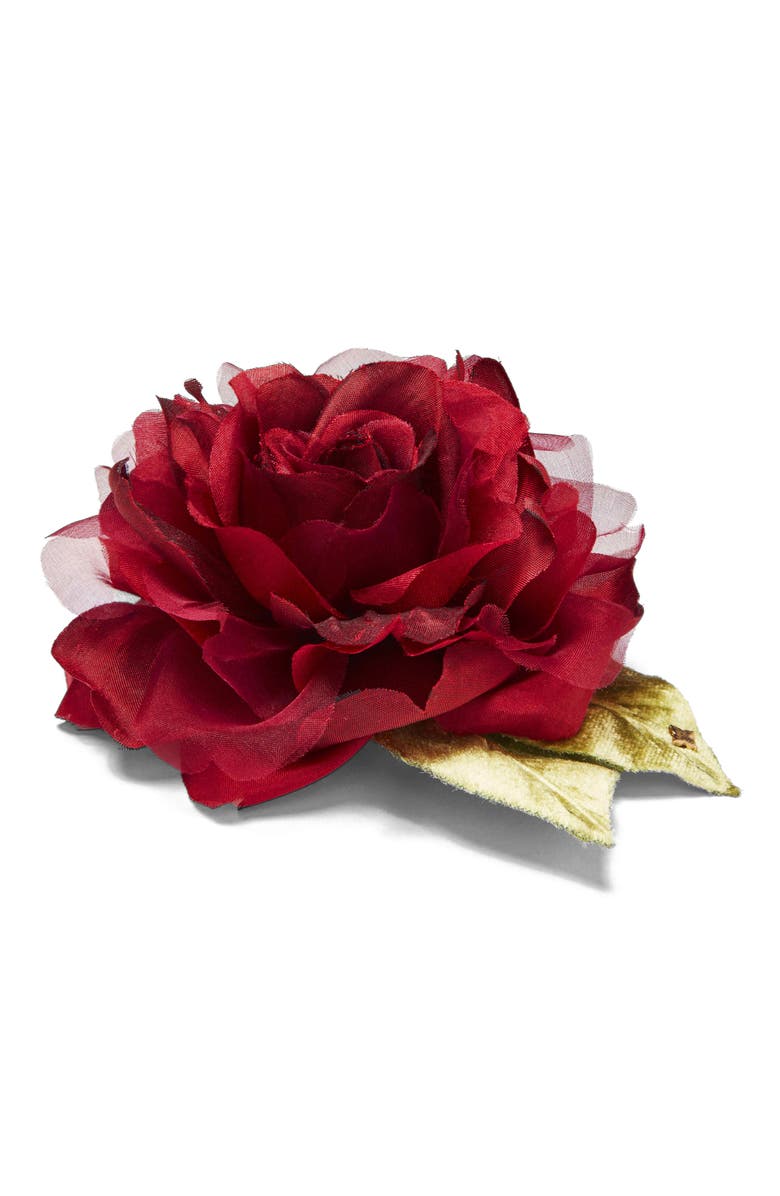 Helena Simon The Small Red Rose Floral Brooch, Alternate, color, Red