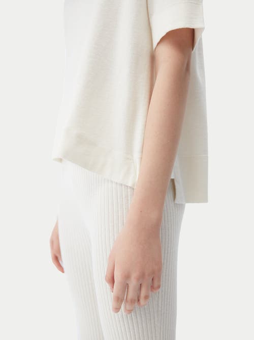 Gobi Mongolian Cashmere Box-cut Cotton Silk Cashmere Blend T-shirt In Whisper White