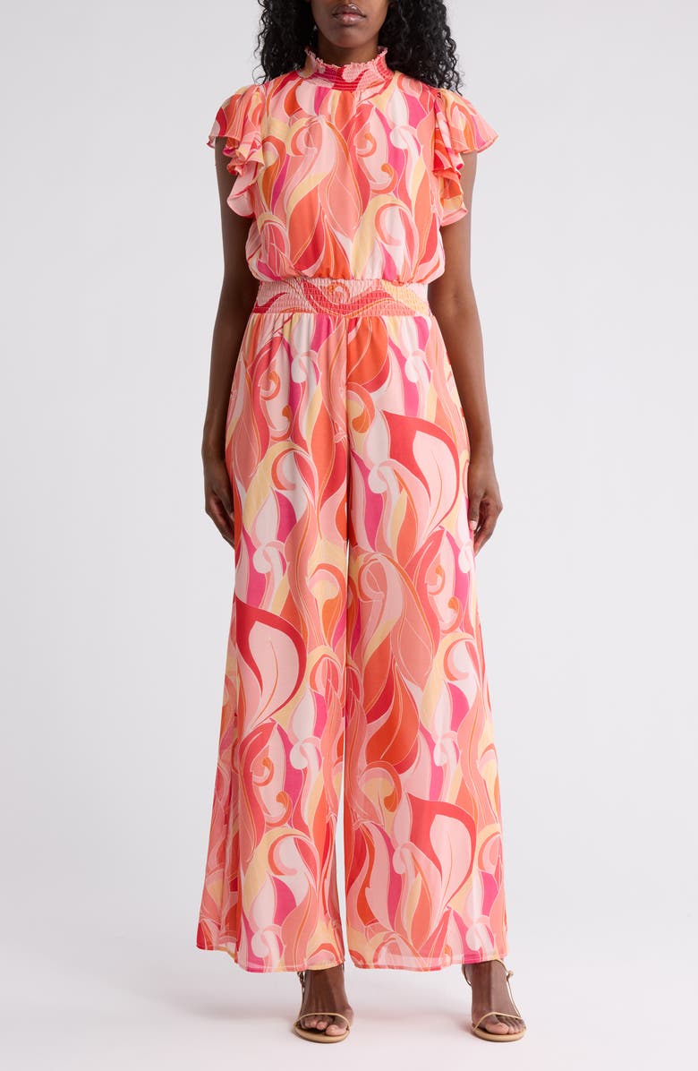 Halogen<sup>®</sup> Smocked Waist Jumpsuit, Main, color,