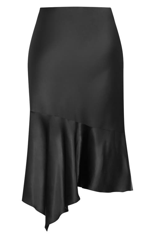 Shop City Chic Keyla Asymmetric Satin Skirt In Black