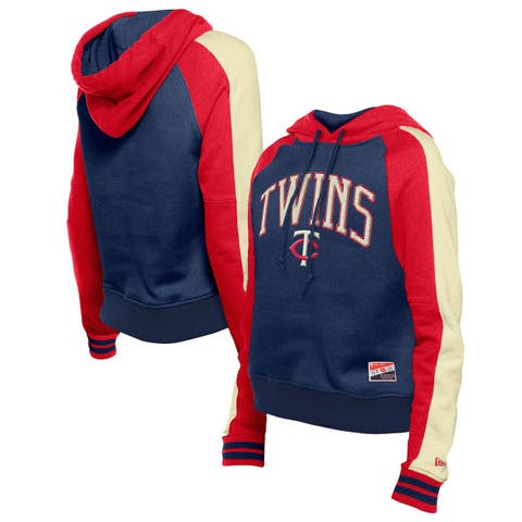 Women's New Era  Navy Minnesota Twins Cooperstown Collection Cropped Raglan Pullover Hoodie
