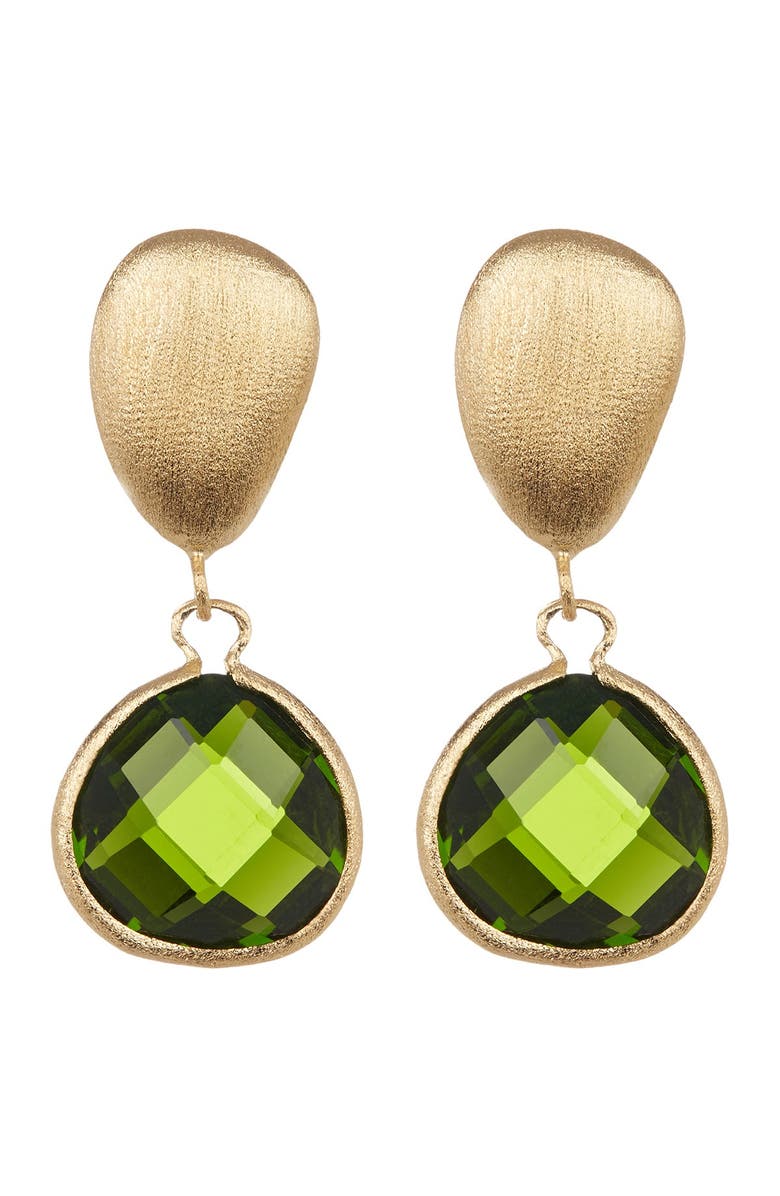 RIVKA FRIEDMAN 18K Gold Clad Peridot Crystal Teardrop Pebble Earrings, Main, color,