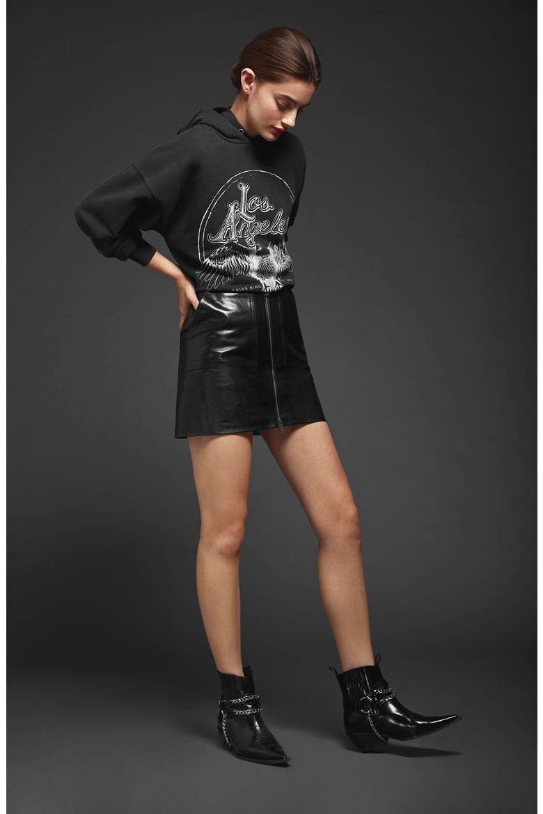 Sally Leather Miniskirt, Alternate, color, BLACK