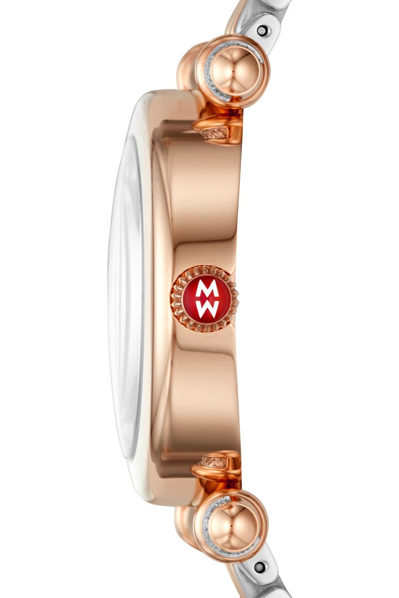 Caber Diamond Bracelet Watch, 35mm, Alternate, color, SILVER/ MOP/ ROSE GOLD
