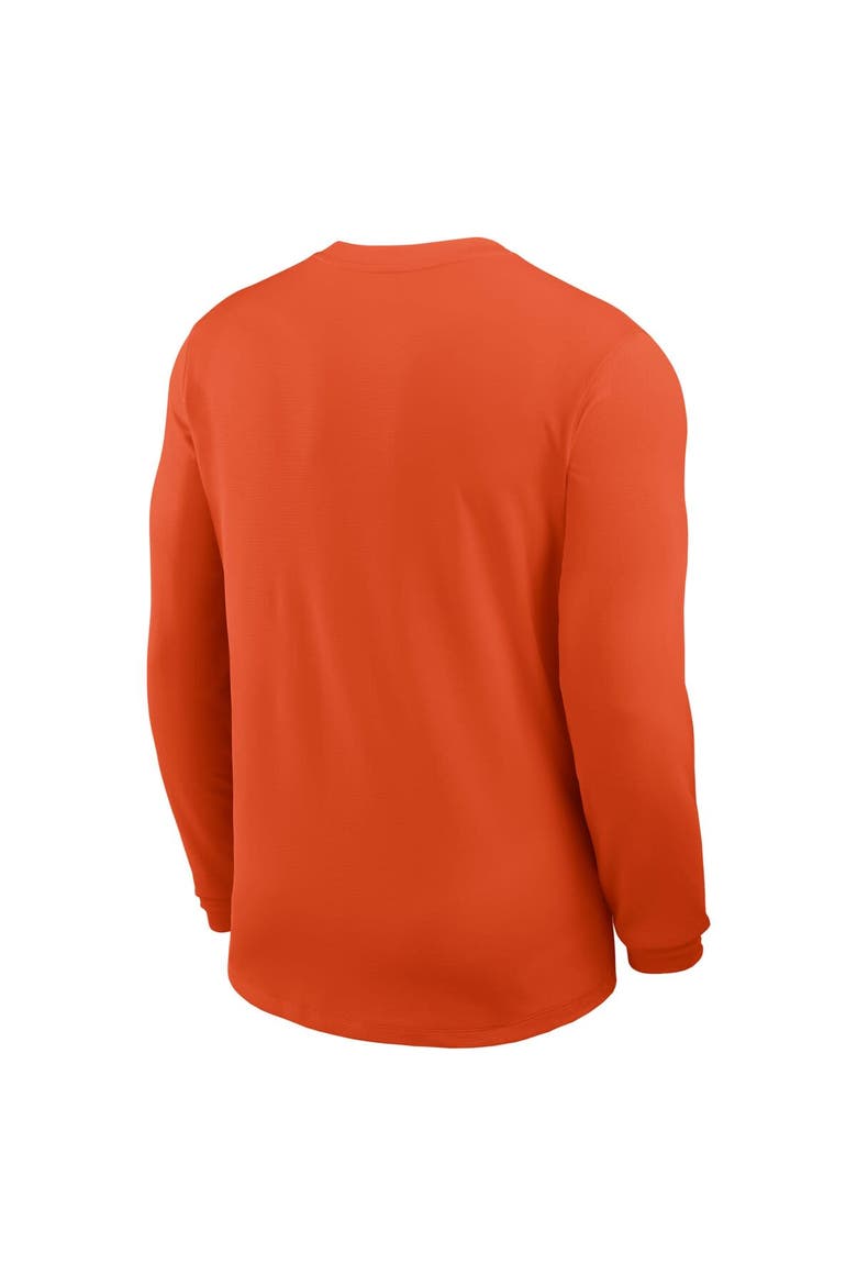Men's Nike Orange Clemson Tigers 2025 Sideline Coach UV Performance Long Sleeve T-Shirt, Alternate, color, Orange