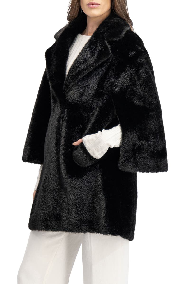 Lyla Grant Fur-Free Mink (Faux Fur) Jacket, Alternate, color, Black