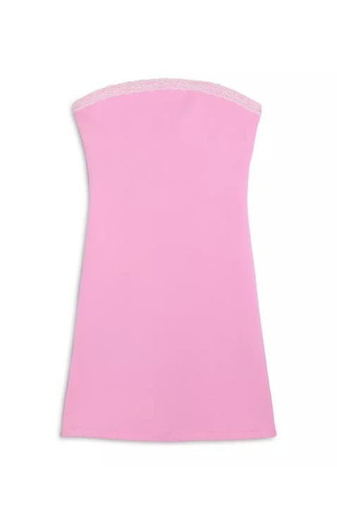 Stevie Pink Tube Lace Trimmed Dress