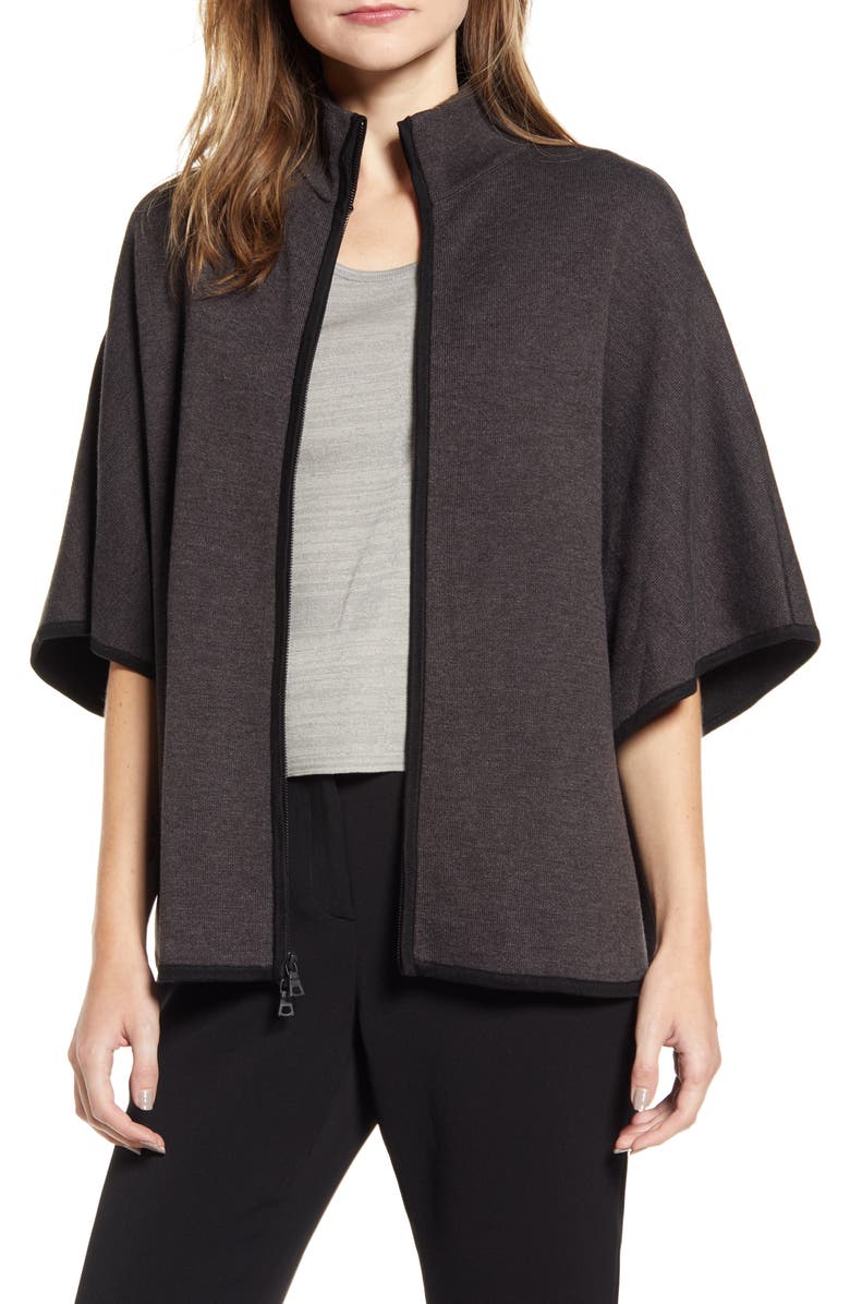 Anne Klein Double Face Zip Cape, Main, color,