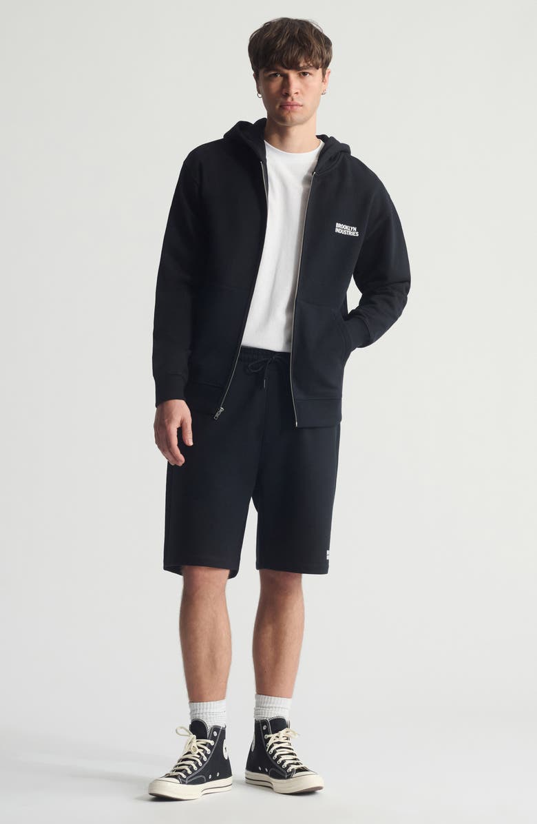 Brooklyn Industries Logo Cotton Zip Hoodie, Alternate, color, Black
