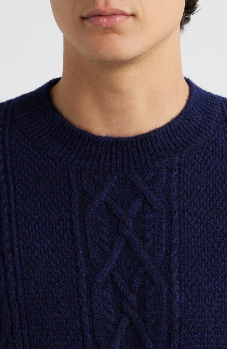 Wax London Hyatt Brushed Cable Crewneck Sweater, Alternate, color, Navy