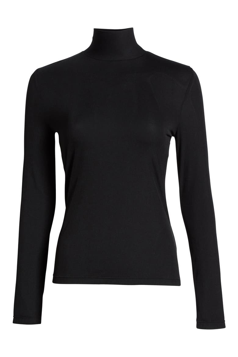 Nuda Fine Jersey Turtleneck Top, Alternate, color, CAVR CAVIAR