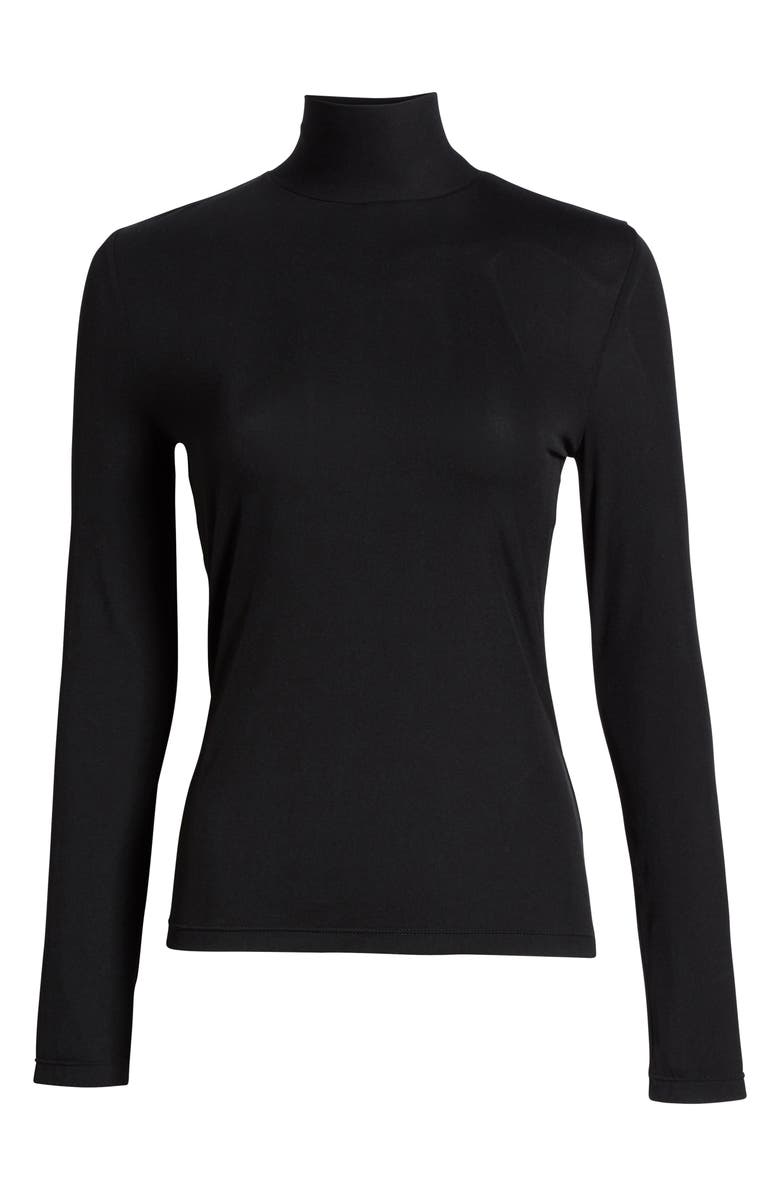 ST. JOHN Nuda Fine Jersey Turtleneck Top, Alternate, color, Cavr Caviar