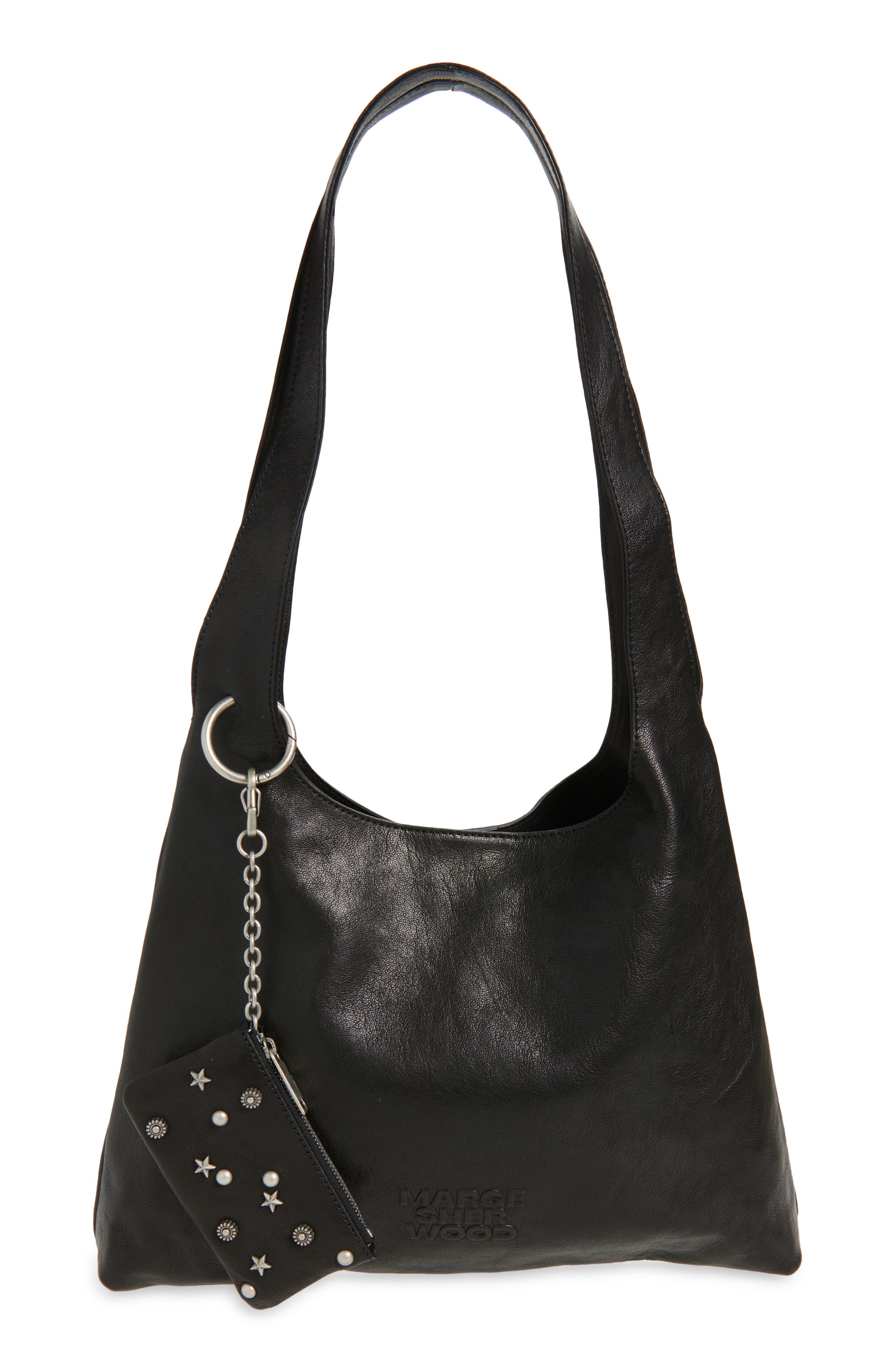 MARGESHERWOOD Halter Leather Hobo Bag, Main, color, Black Washed Nappa