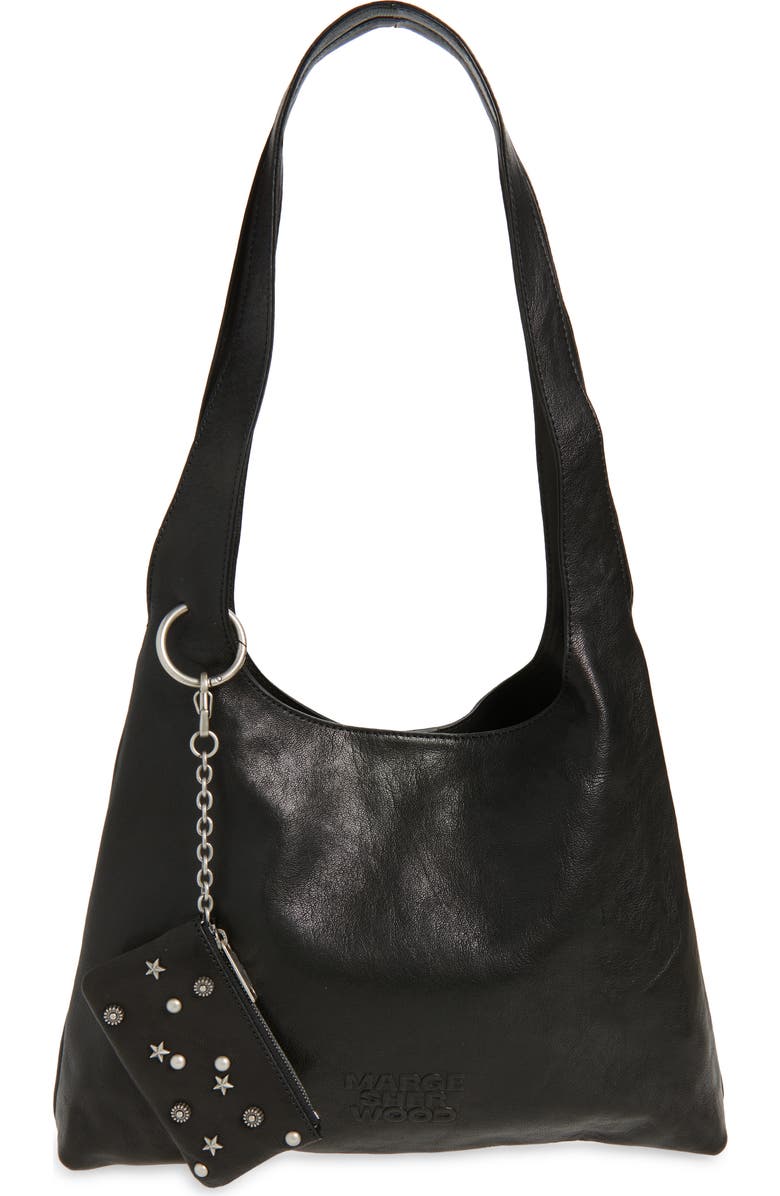 MARGESHERWOOD Halter Leather Hobo Bag, Main, color, Black Washed Nappa