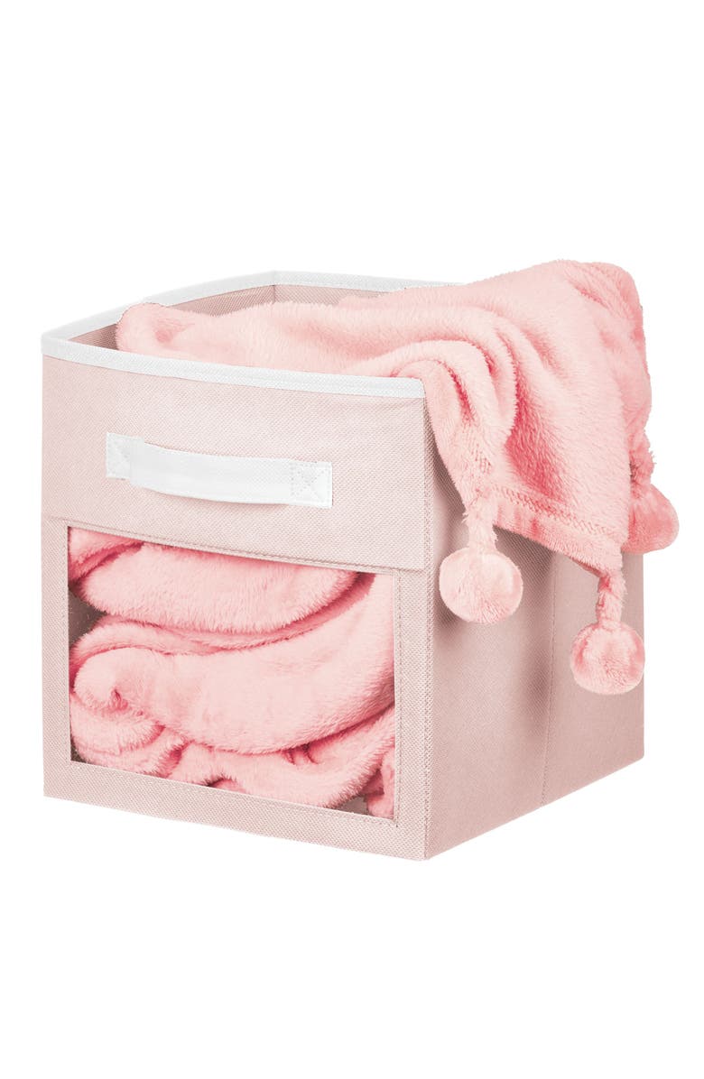 mDesign Fabric Nursery Storage Cube with Front Window, 8 Pack - Pink/White, Alternate, color, 