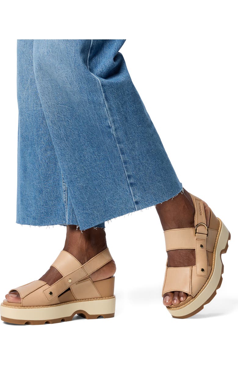 SOREL Joanie IV Platform Wedge Sandal, Alternate, color, Honest Beige/ Gum