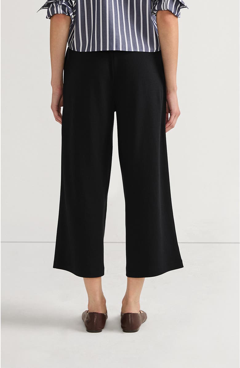 Lands' End Sport Knit Pull On Drawstring Wide Leg Crop Pants, Alternate, color, Black