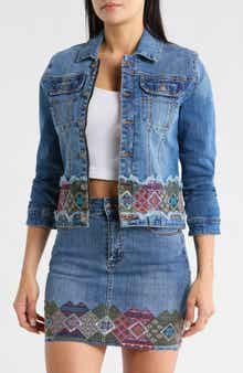 Desigual Embroidered Crop Denim Jacket