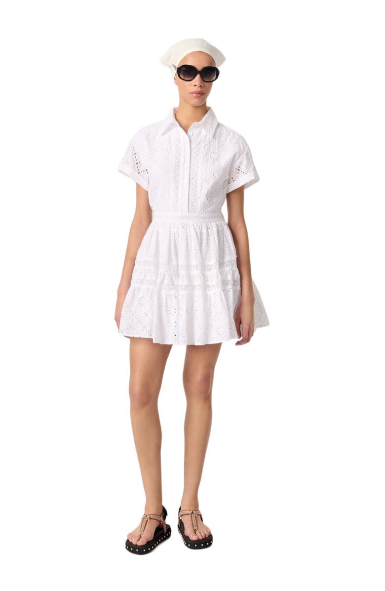 maje Embroidered babydoll dress, Main, color, 