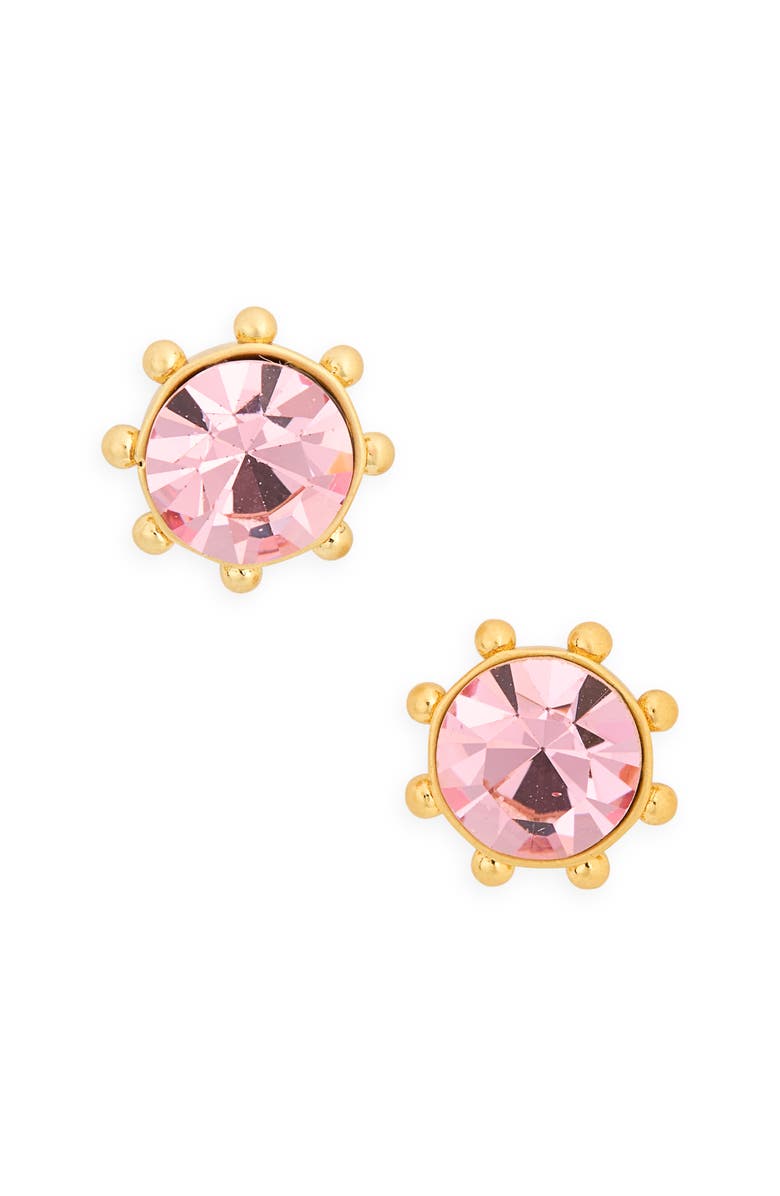Kate Spade New York gold-tone bezel set crystal stud earrings, Main, color, Blush