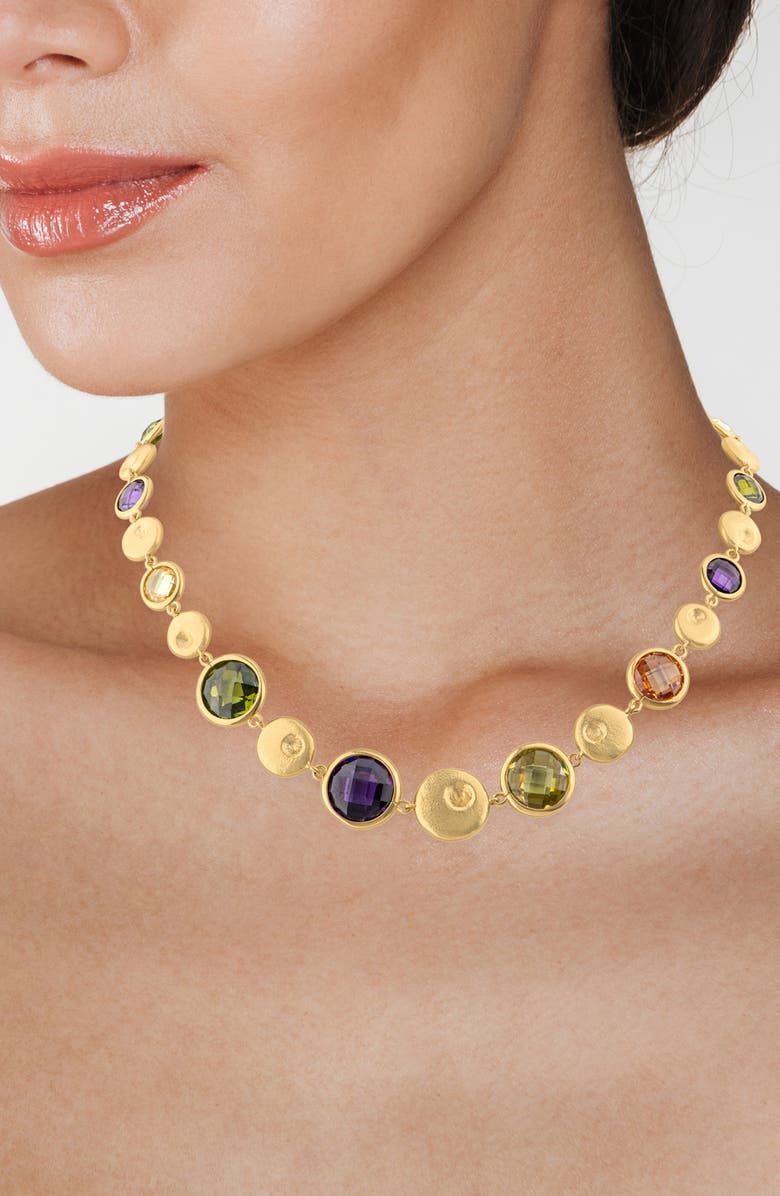 JARDIN Multi Cubic Zirconia Collar Necklace, Alternate, color, Multi/Gold
