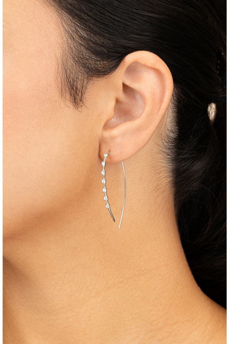 Annalise Cubic Zirconia Studded Threader Earrings, Alternate, color, SILVER
