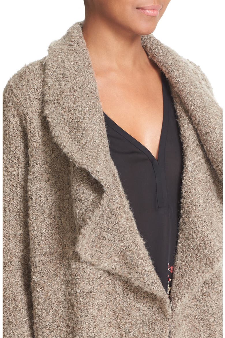 'Yanet' Drape Front Long Cardigan, Alternate, color, LIGHT HEATHER SMOKEY TOPAZ