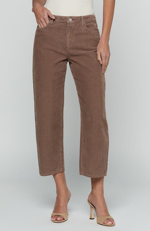 Mallis High Waist Bow Leg Corduroy Jeans