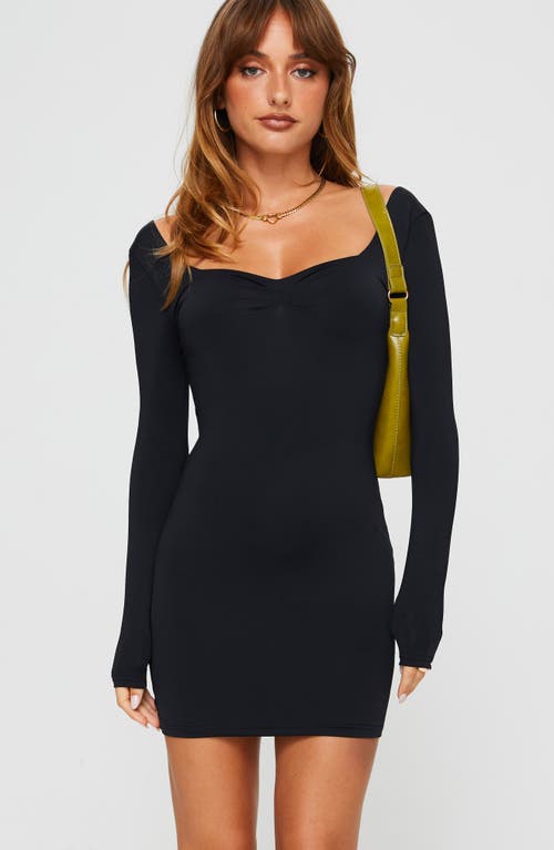 Shop Princess Polly Rehna Long Sleeve Minidress In Black