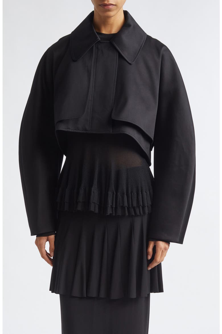 Beckett Crop Cotton Sateen Swing Jacket, Main, color, BLACK