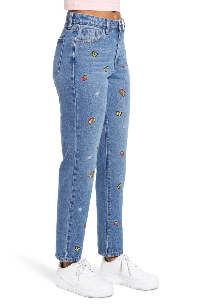 BP. Mixed Embroidery Mom Jeans, Alternate, color, 