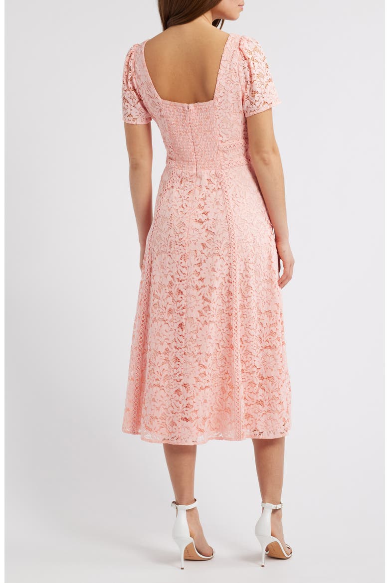 Square Neck Puff Sleeve Midi Dress, Alternate, color, BLOSSOM