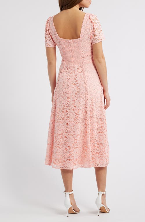 Anne Klein Corded Lace Square Neck Puff Sleeve Midi Dress In Blossom