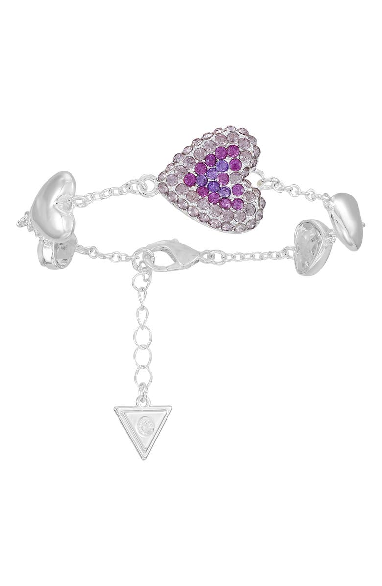 GUESS Crystal Heart Chain Bracelet, Alternate, color, Silver Tone