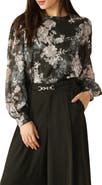 FLYING TOMATO Floral Tie Back Long Sleeve Top