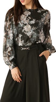 FLYING TOMATO Floral Tie Back Long Sleeve Top