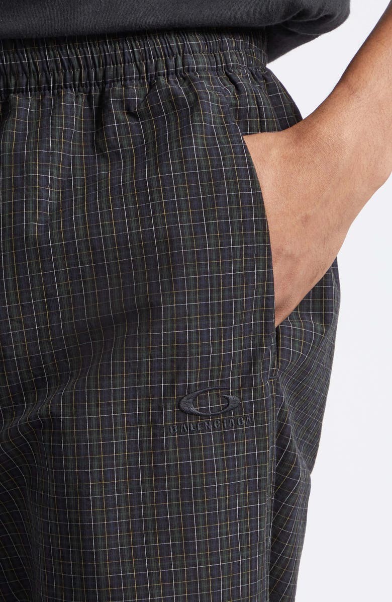 Balenciaga Plaid Cotton Pants, Alternate, color, 8069 Navy/ Dark Green