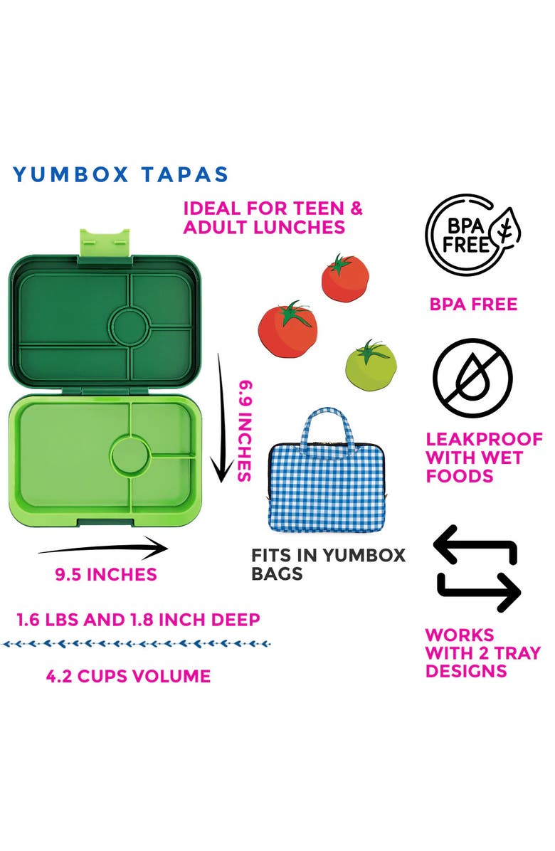 Yumbox Tapas Sandwich-Friendly Leakproof Bento Box, Alternate, color, Palm Green
